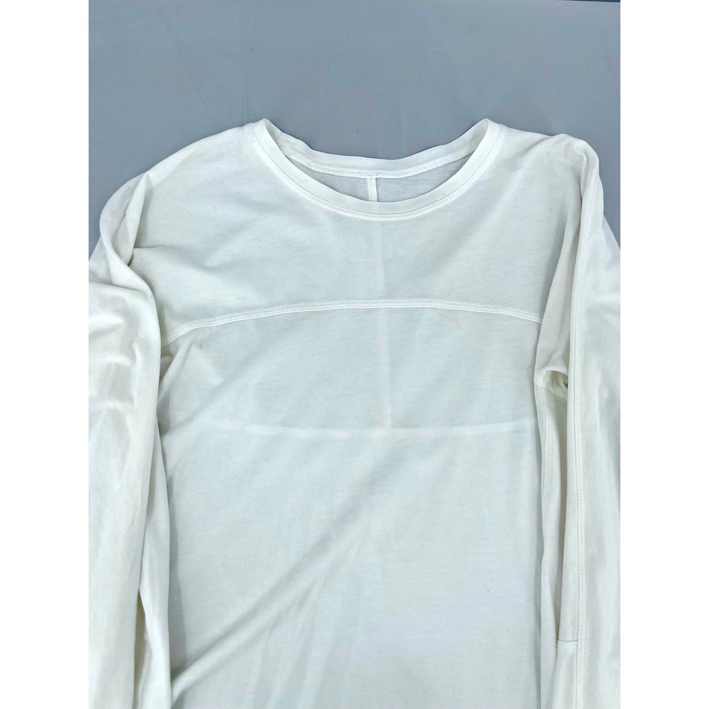 Lululemon Acadia Long Sleeve Shirt Women 4 White Pima Cotton High Low - Picture 7 of 11